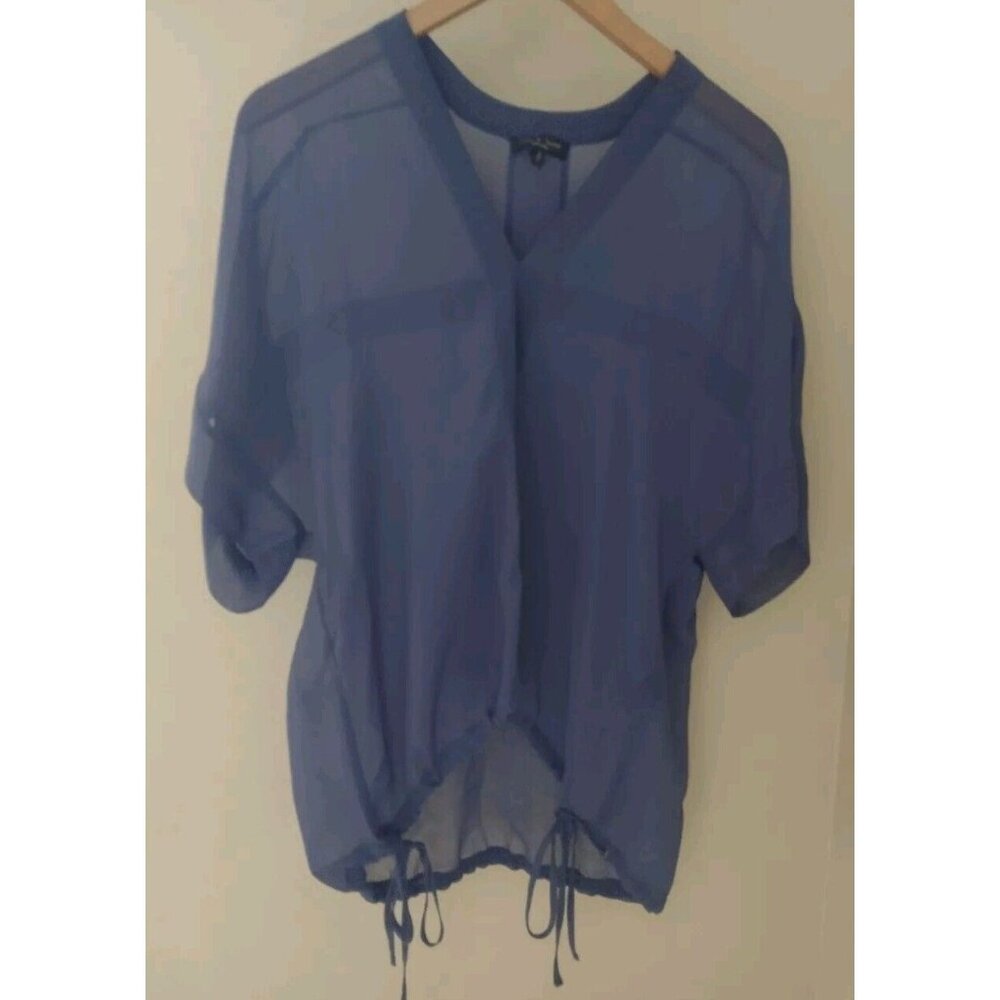 Rag & Bone Blue Elysse Sheer V-Neck Chiffon Blouse - Size Medium